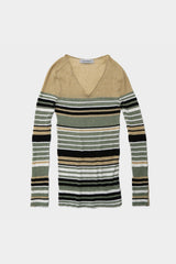 MULTI BORDER V-NECK KNIT (WK23S-LPO05)