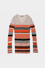 MULTI BORDER V-NECK KNIT (WK23S-LPO05)