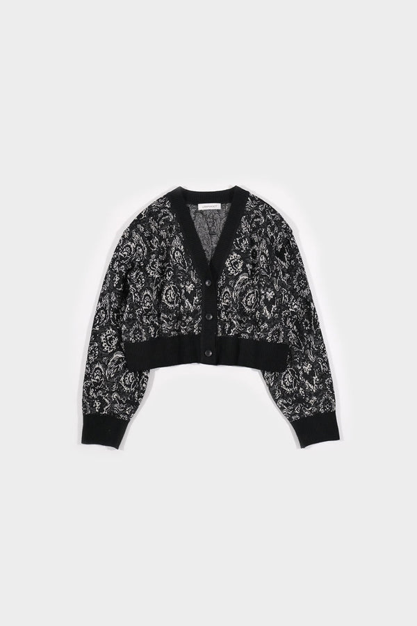 FLORAL PATTERN KNIT ART SHORT CARDIGAN (WK124-LCD04)