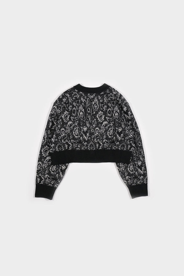 FLORAL PATTERN KNIT ART SHORT CARDIGAN (WK124-LCD04)