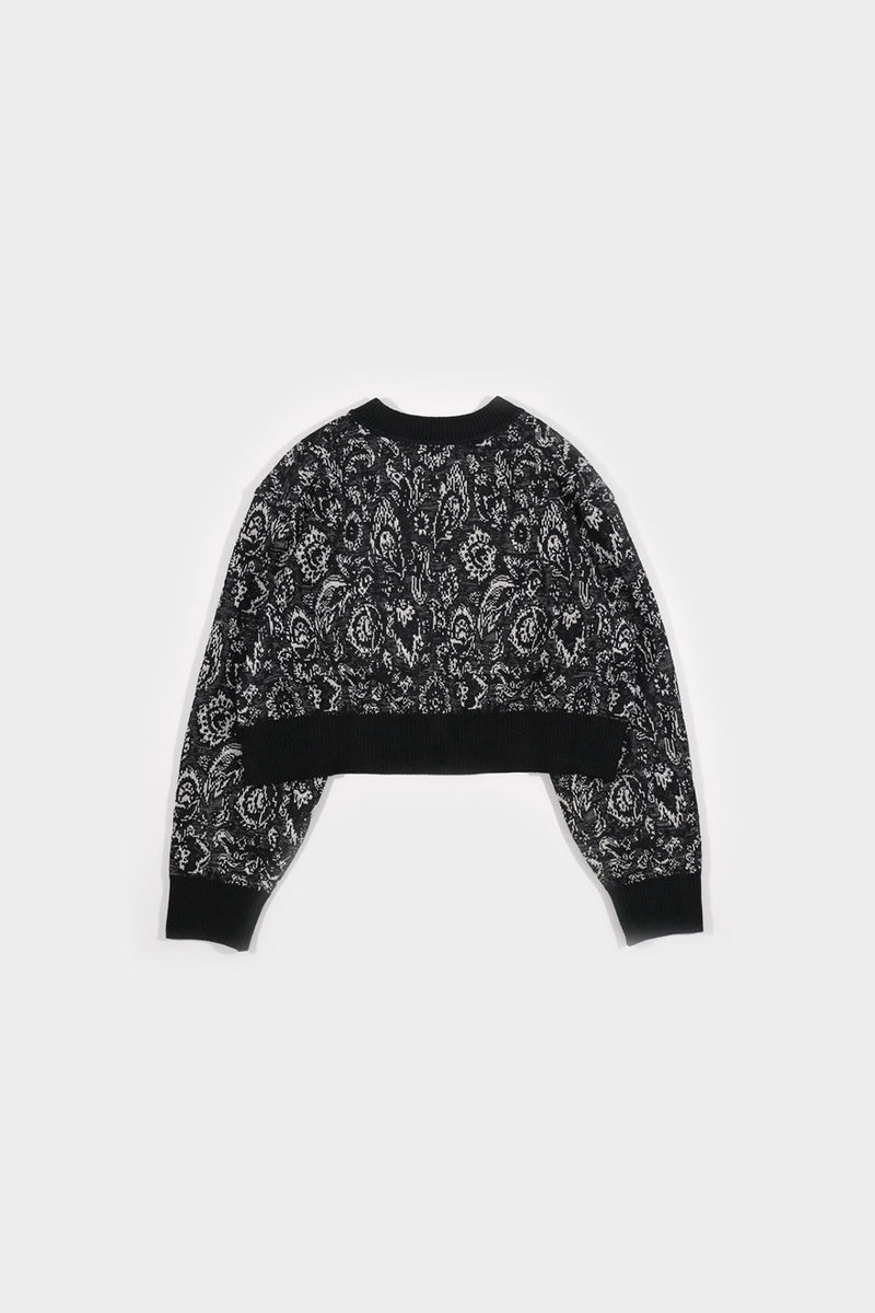FLORAL PATTERN KNIT ART SHORT CARDIGAN (WK124-LCD04)
