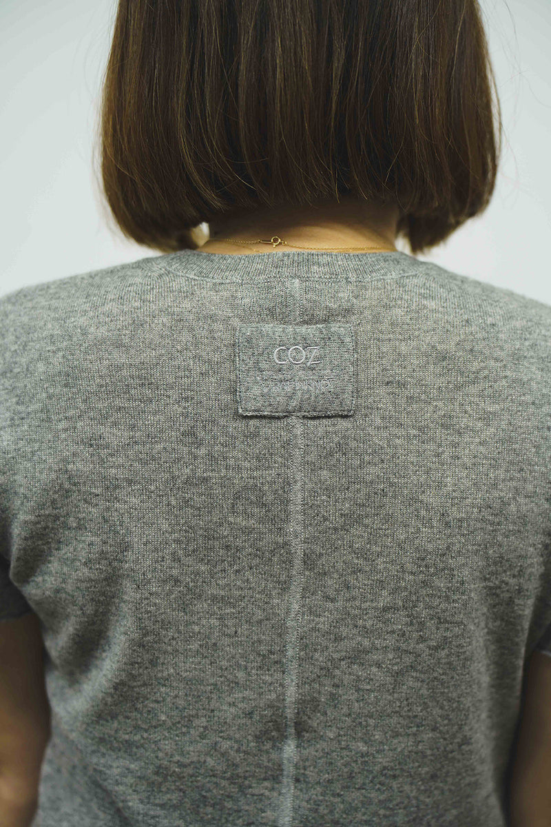 SILK-CASHMRERE KNIT T-SHIRT (CZ125-LPO31) / GRAY
