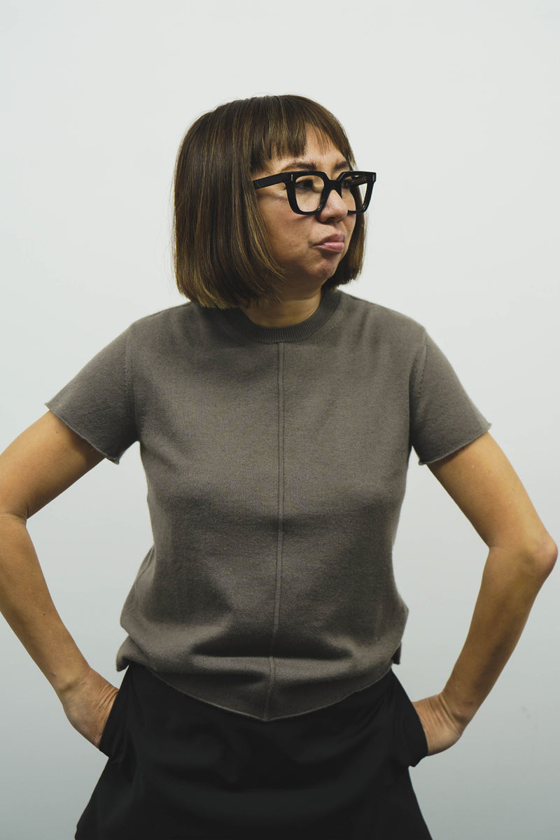 SILK-CASHMRERE KNIT T-SHIRT (CZ324-LPO31) / MOCHA