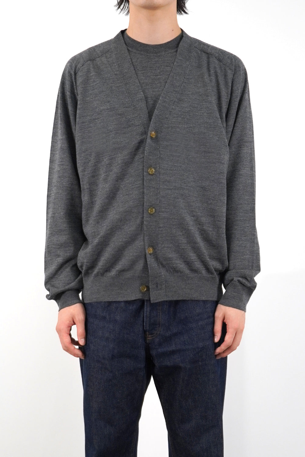 16GG V NECK CARDIGAN (UM302-UCD16-GRY) – the-knitbar.com