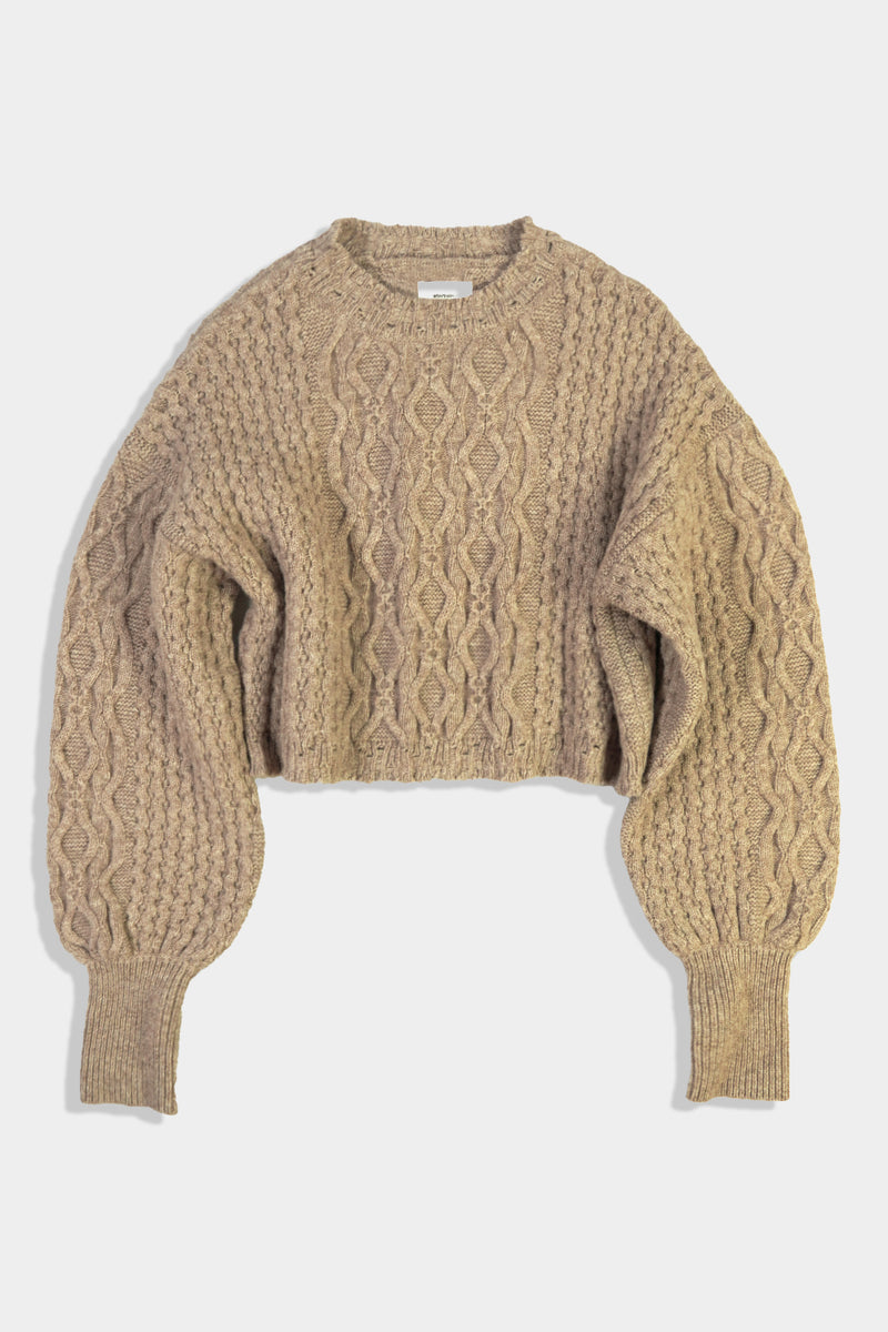 【NEW】Low-gauge Cable St Short Knit Crewneck PO (WK324-LPO05-43)