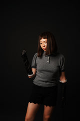 【サ専用 Pre-Order】Puff-sleeve Polo-shirt (CZ126-LPO56) / Grey