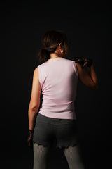 【サ専用 Pre-Order】Silk Cashmere Sleeve-less T-shirt (CZ126-LPO52) / L.Pink