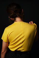 【サ専用 Pre-Order】Silk Cashmere Neck-Logo T-shirt (CZ126-LPO03) / Yellow