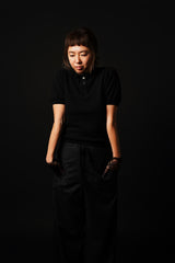 【サ専用 Pre-Order】Puff-sleeve Polo-shirt (CZ126-LPO56) / Black