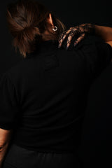 【サ専用 Pre-Order】Puff-sleeve Polo-shirt (CZ126-LPO56) / Black