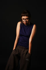 【サ専用 Pre-Order】Silk Cashmere Sleeve-less T-shirt (CZ126-LPO52) / D.Navy