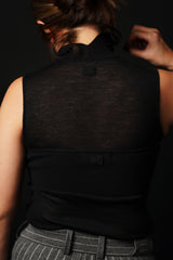 【サ専用 Pre-Order】Sheer Sleeve-less Turtle-neck PO (CZ126-LPO55) / Black