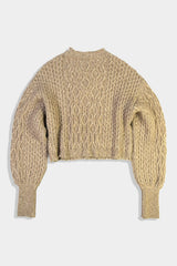 【NEW】Low-gauge Cable St Short Knit Crewneck PO (WK324-LPO05-43)