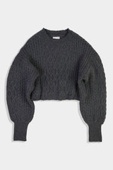 【NEW】Low-gauge Cable St Short Knit Crewneck PO (WK324-LPO05-08)