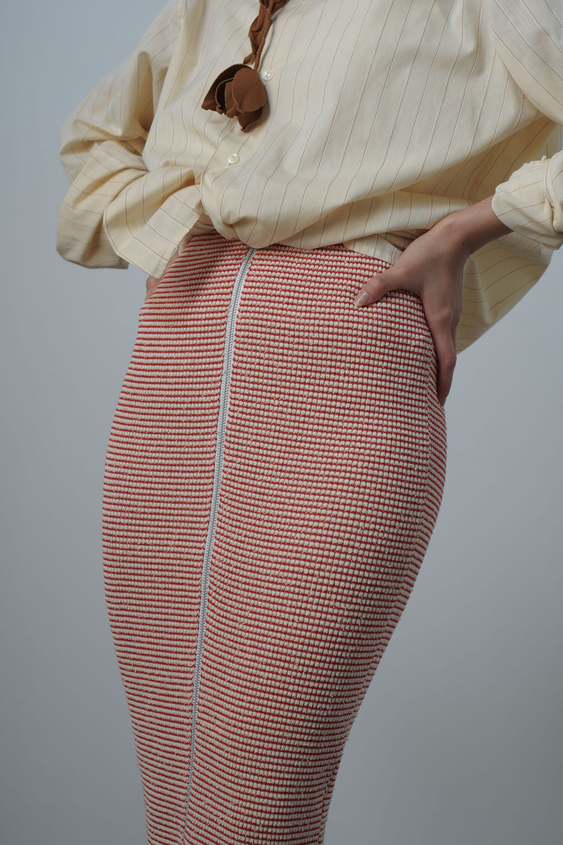 【Womens】 Mixed yarn border ribs tight skirt