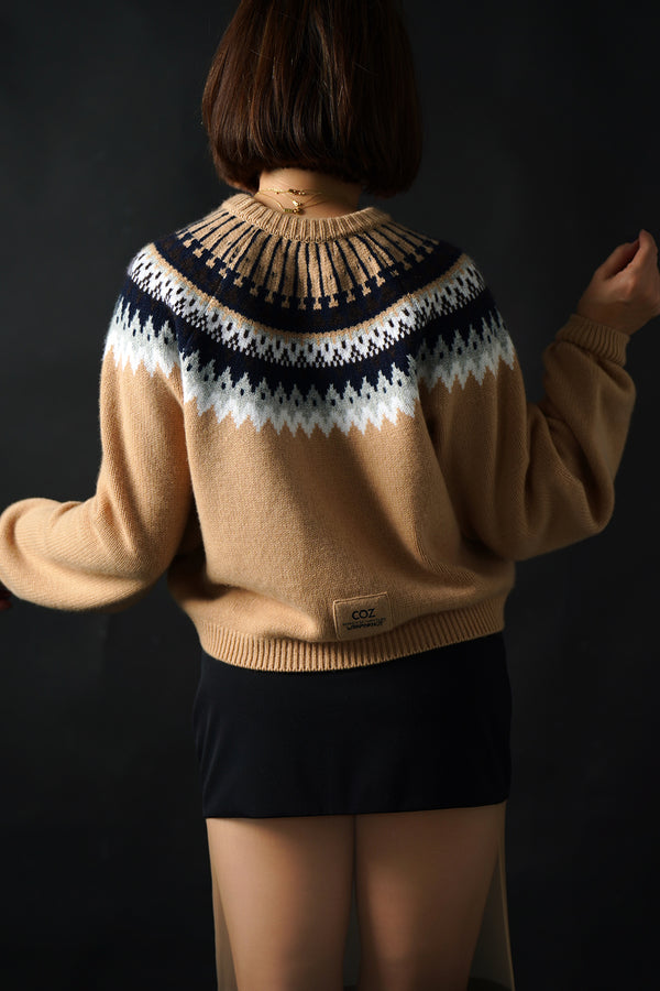 Cashmere Nordic Knit Pullover (CZ325-LPO47) / Camel