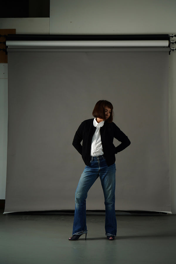 Cashmere Button-less Cardigan (CZ325-LCD01) / Black