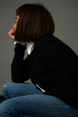 Cashmere Button-less Cardigan (CZ325-LCD01) / Black