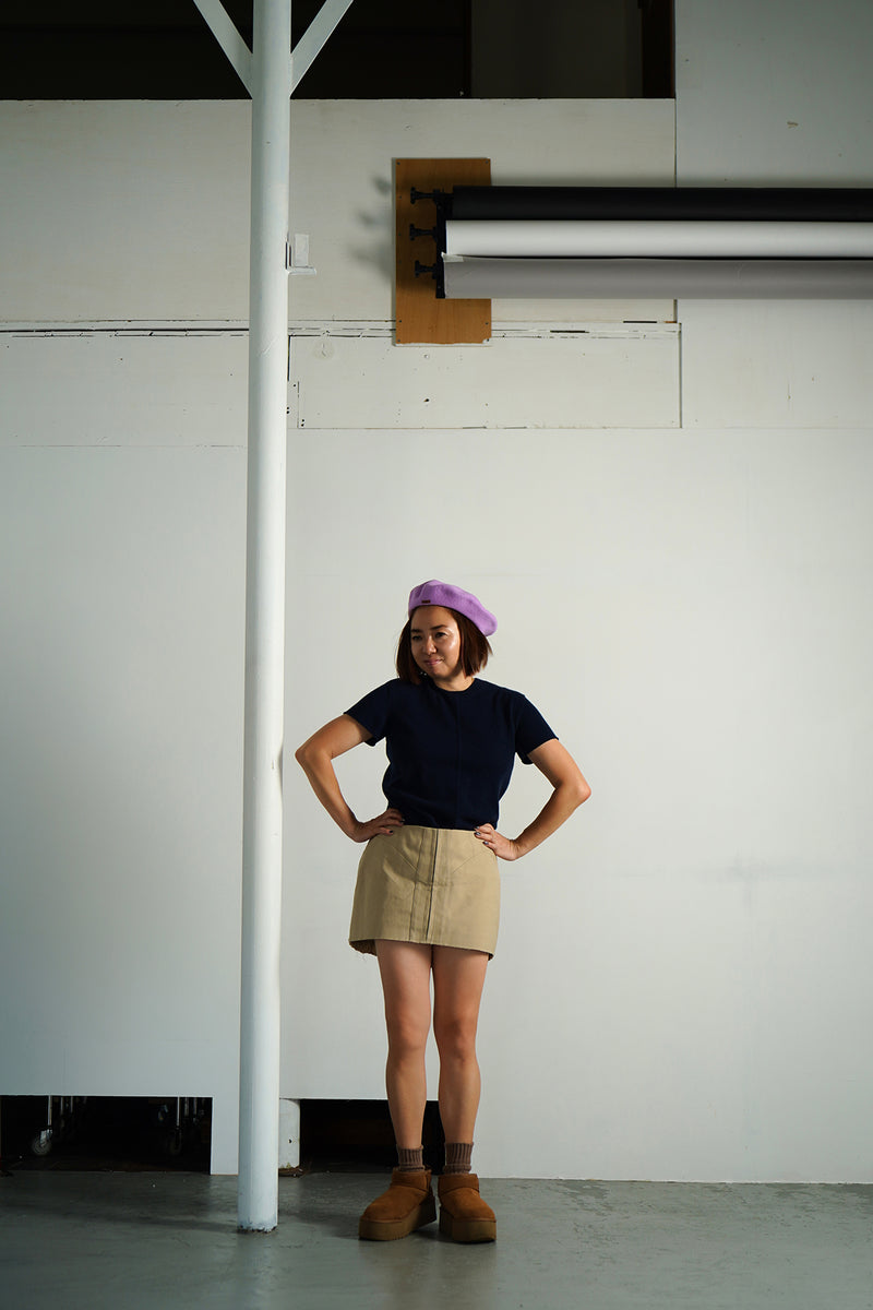 Cashmere  Knit T-shirt (CZ325-LPO03) / D.Navy