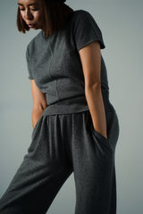 Cashmere  Knit T-shirt (CZ325-LPO03) / Gray