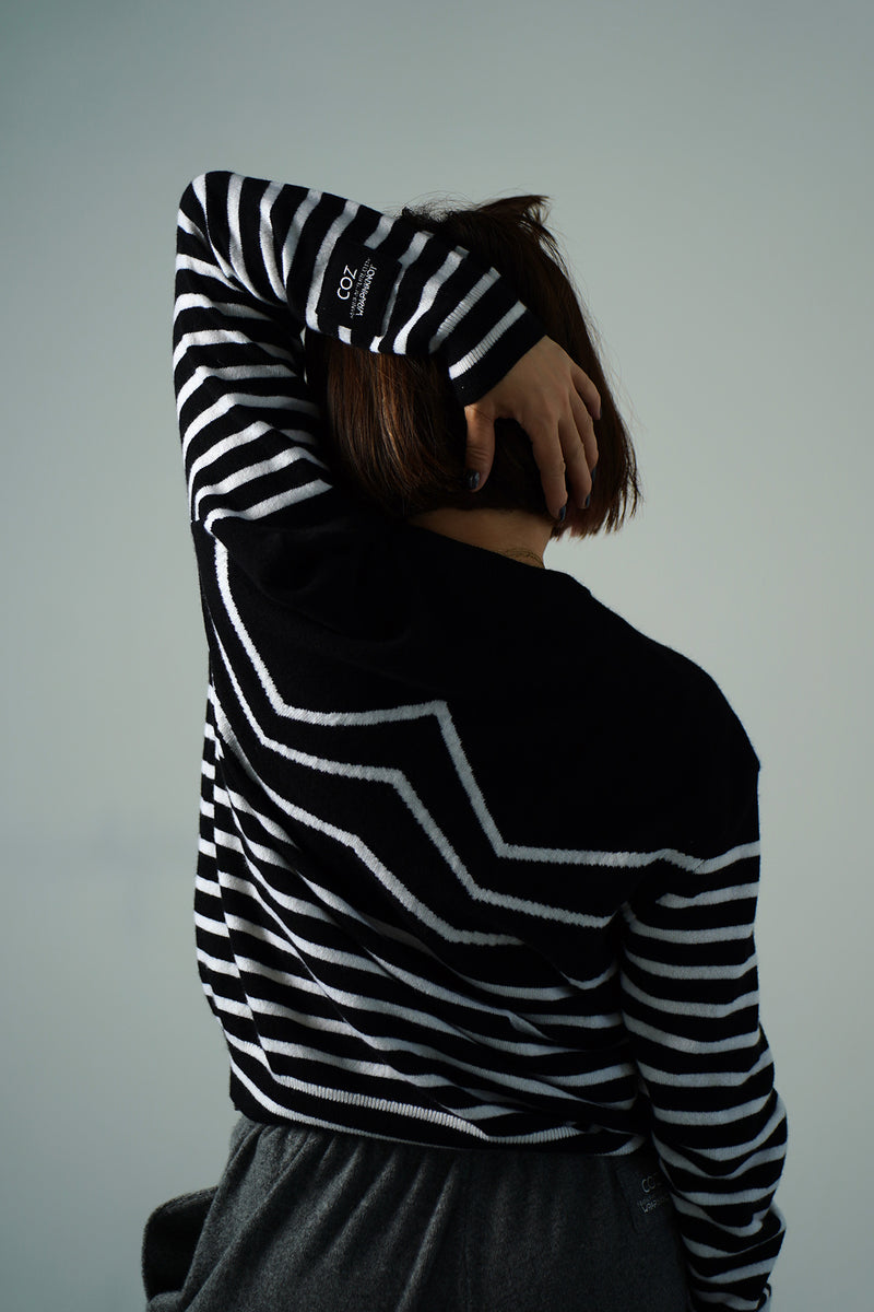 Cashmere "W"border Knit Pullover (CZ325-LPO48)