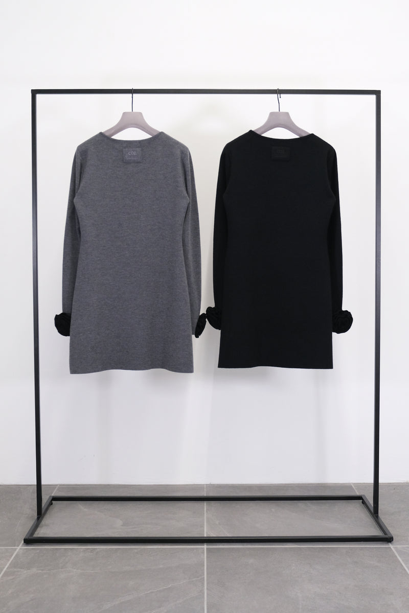 CASHMERE MILANO-RIB KNIT ONEPIECE (CZ324-LOP06) / BLACK