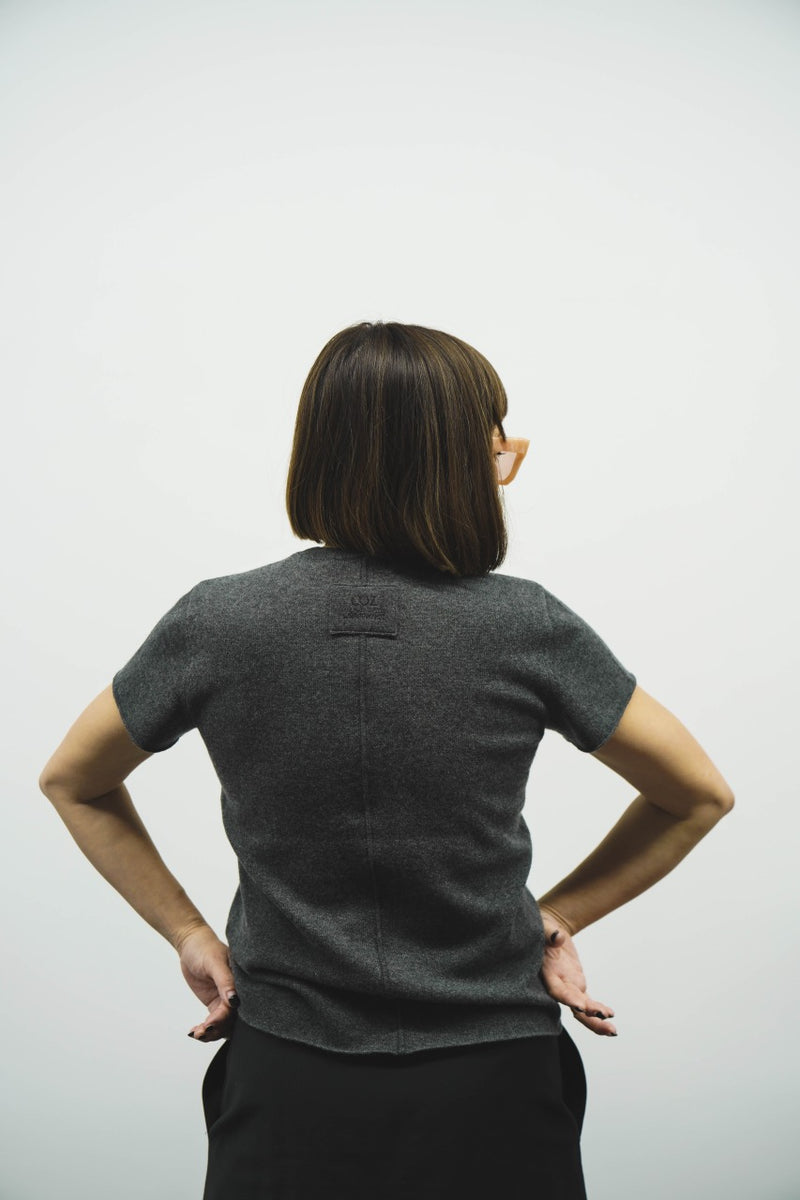 CASHMERE KNIT T-SHIRT (CZ324-LPO03) / CHARCOAL