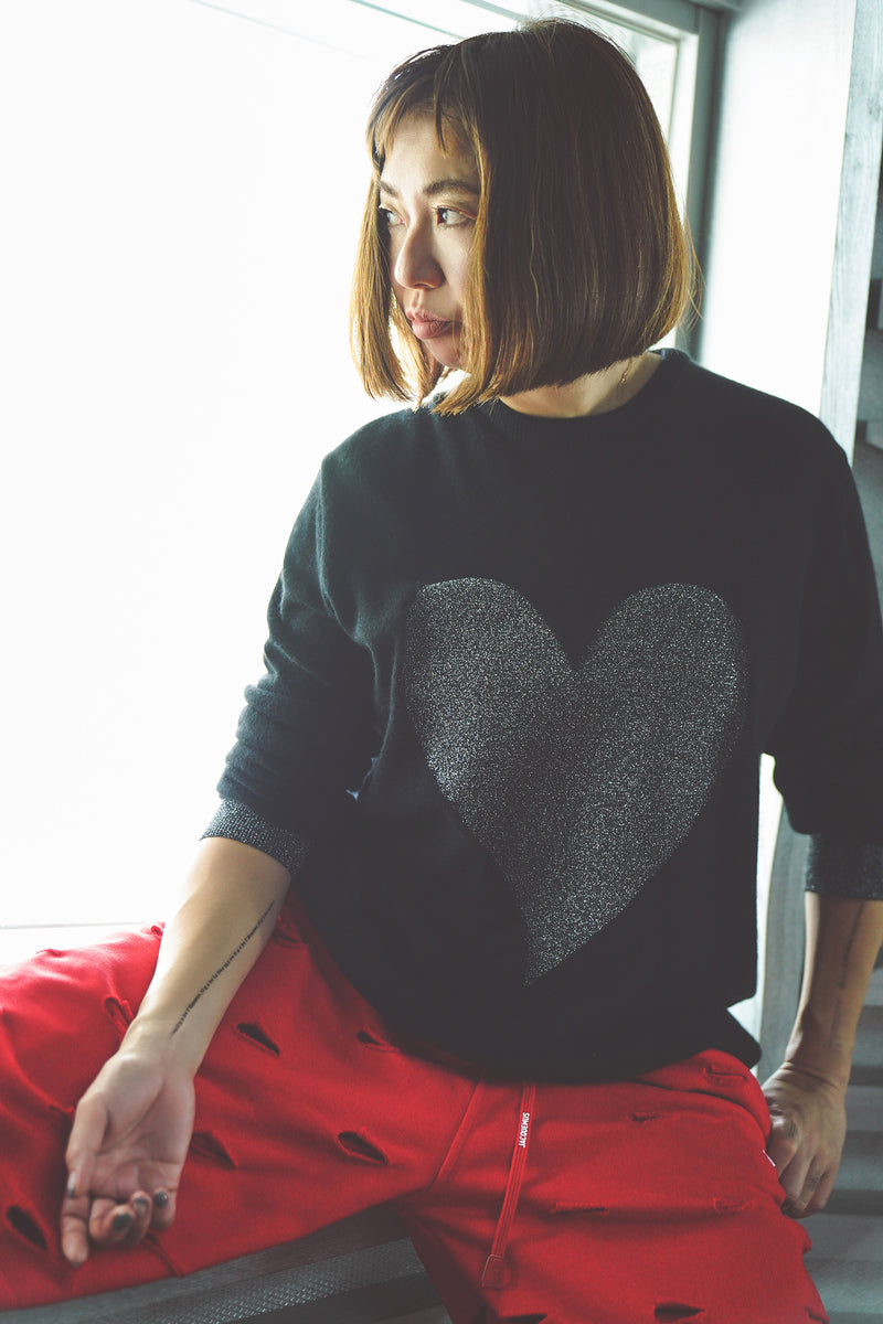 CASHMERE INTERSIA HEART KNIT (CZ324-LPO37) / NAVY