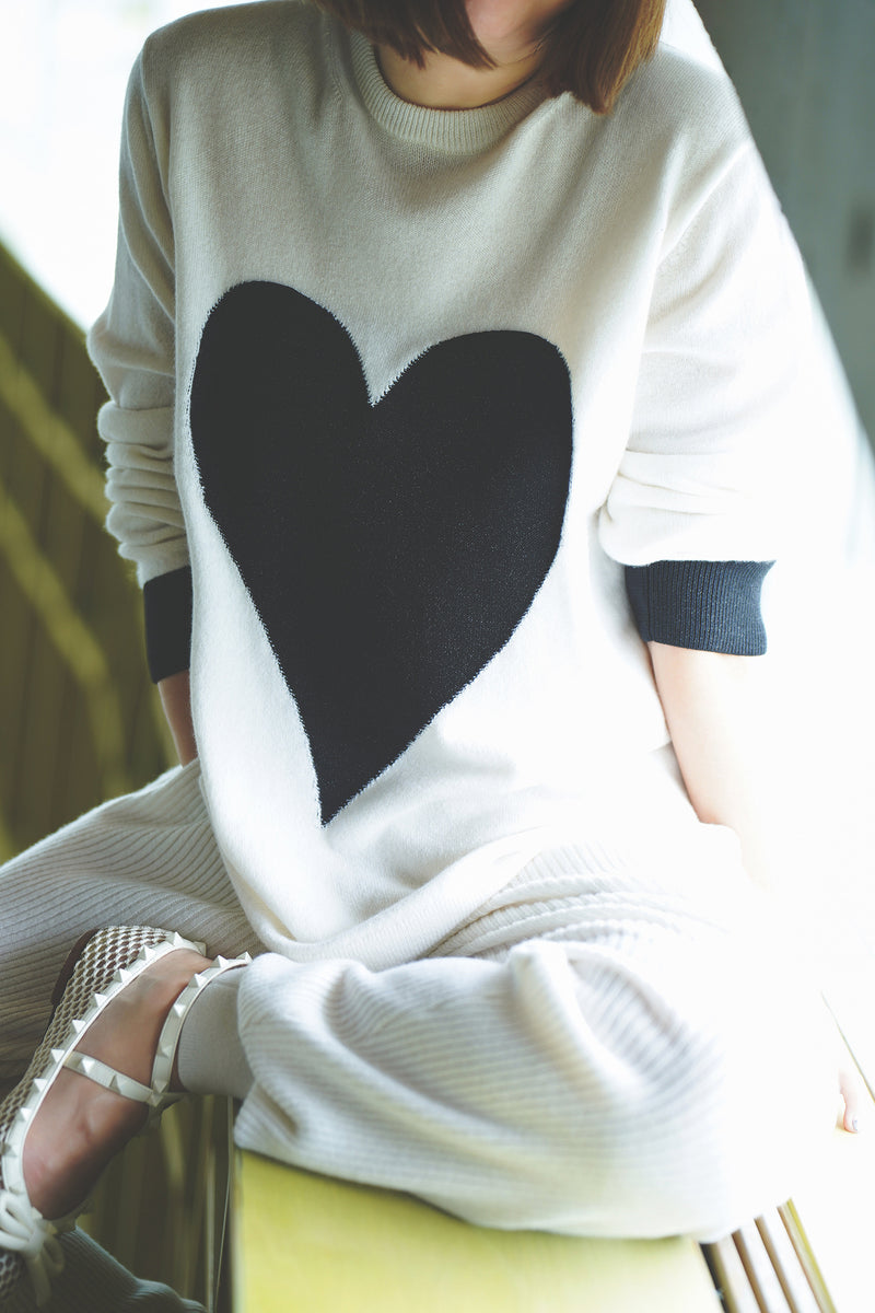 CASHMERE INTERSIA HEART KNIT (CZ324-LPO37) / IVORY