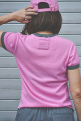 CASHMERE KNIT RINGER T-SHIRT (CZ324-LPO38) / PINK