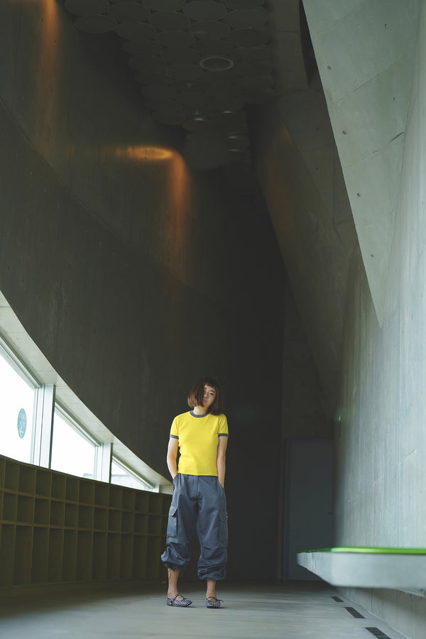 CASHMERE KNIT RINGER T-SHIRT (CZ324-LPO38) / YELLOW