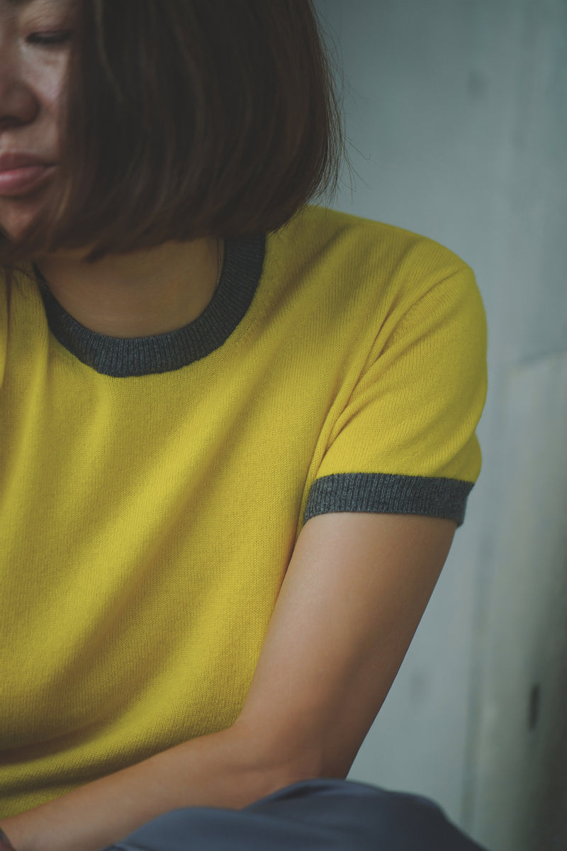 CASHMERE KNIT RINGER T-SHIRT (CZ324-LPO38) / YELLOW