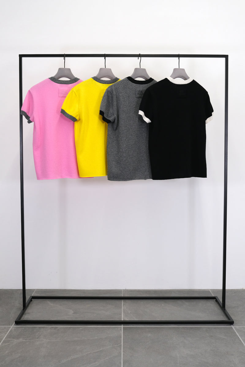 CASHMERE KNIT RINGER T-SHIRT (CZ324-LPO38) / YELLOW