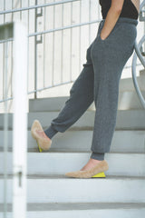 CASHMERE RIB KNIT PANTS (CZ325-LPT07) / D.NAVY