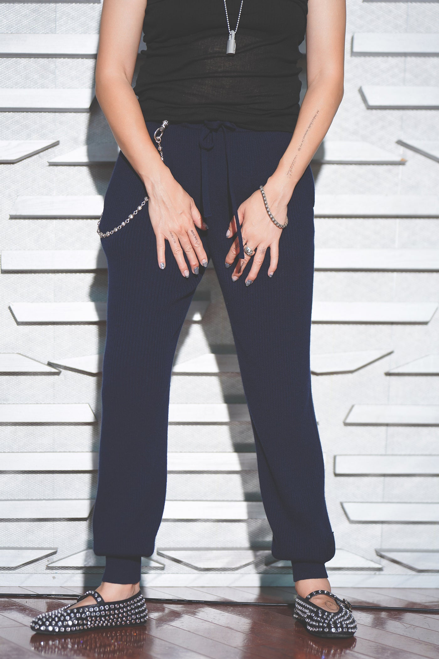 CASHMERE RIB KNIT PANTS (CZ325-LPT07) / D.NAVY – the-knitbar.com