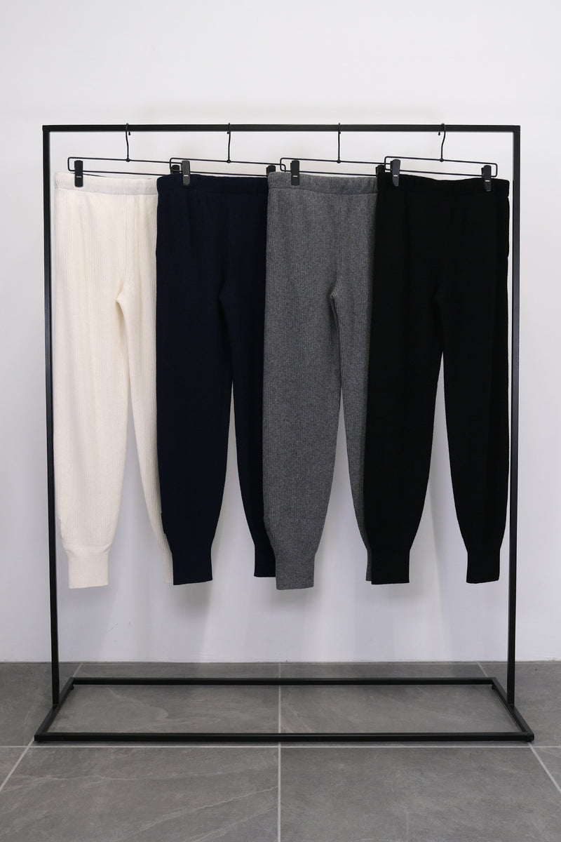 CASHMERE RIB KNIT PANTS (CZ324-LPT07) / GRAY