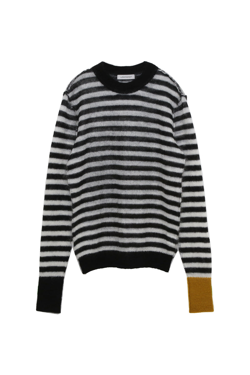 Moheya Shaggy border pullover (WK22W-LPO06) / OFF WHITE