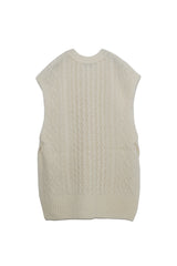 Vintage processing cable knit vest (WK22W-LVE02) / OFF WHITE