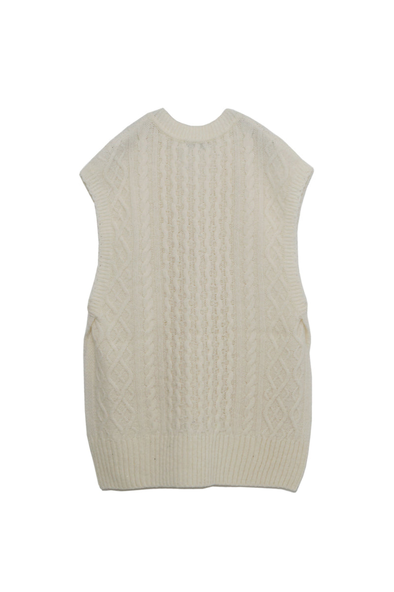 Vintage processing cable knit vest (WK22W-LVE02) / OFF WHITE