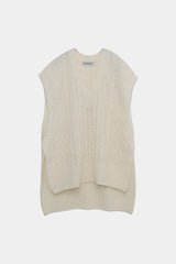 Vintage processing cable knit vest (WK22W-LVE02) / OFF WHITE