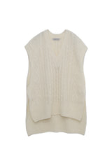 Vintage processing cable knit vest (WK22W-LVE02) / OFF WHITE