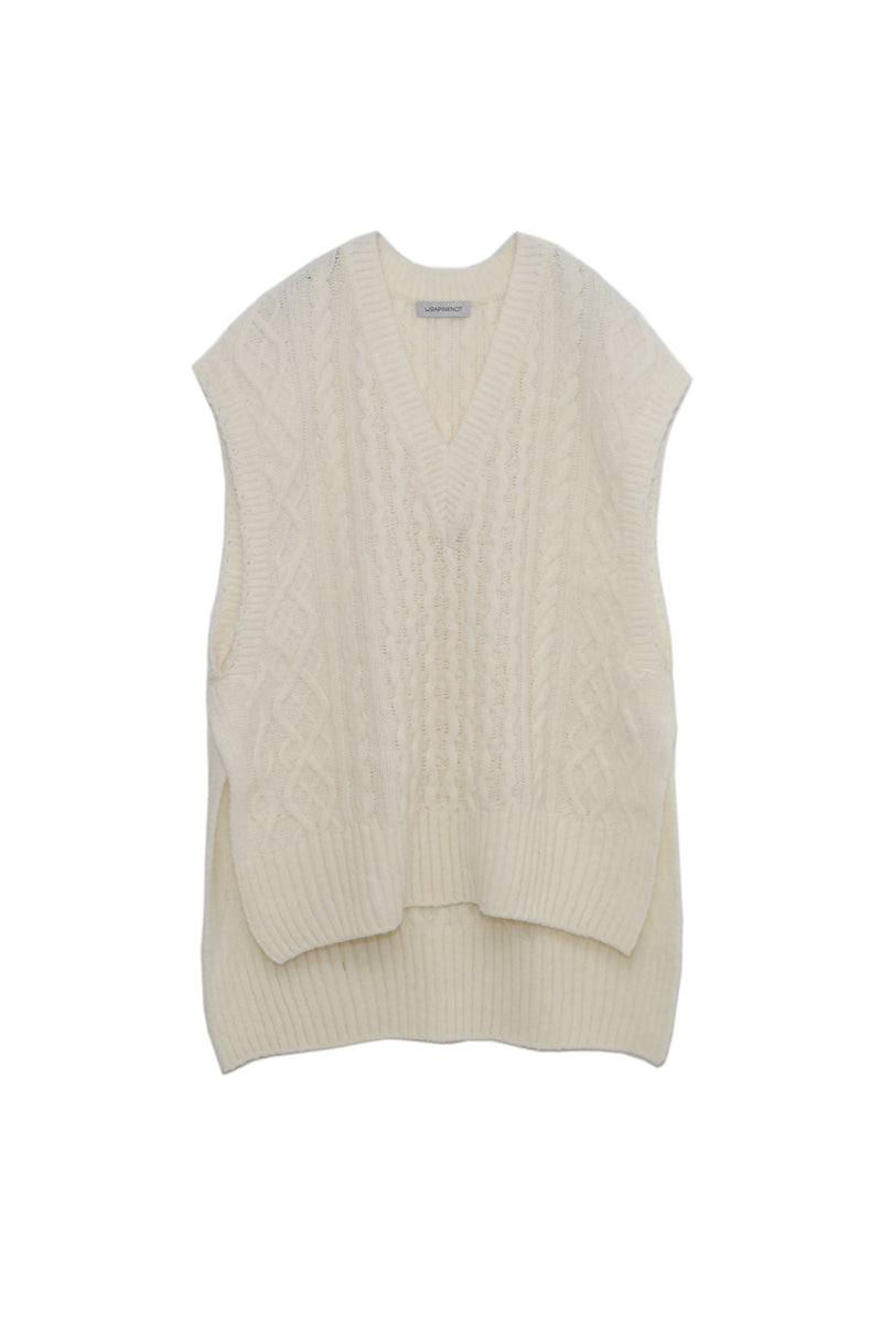 Vintage processing cable knit vest (WK22W-LVE02) / OFF WHITE