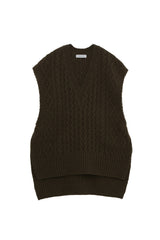 Vintage processing cable knit vest (WK22W-LVE02) / BLACK