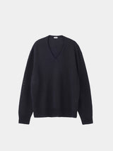 WASHI Middle-gauge TENJIKU V-neck L/S Pullover (PU126-MPO04) / Black