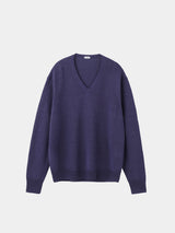 WASHI Middle-gauge TENJIKU V-neck L/S Pullover (PU126-MPO04) / Blue Purple