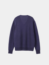 WASHI Middle-gauge TENJIKU V-neck L/S Pullover (PU126-MPO04) / Blue Purple