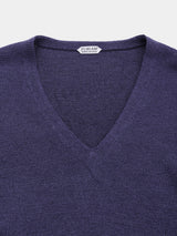 WASHI Middle-gauge TENJIKU V-neck L/S Pullover (PU126-MPO04) / Blue Purple