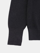 WOOL-POLY Middle-gauge AZE Deep-Vneck L/S Pullover(PU126-MPO05) / Charcoal