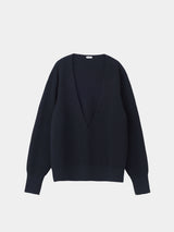 WOOL-POLY Middle-gauge AZE Deep-Vneck L/S Pullover(PU126-MPO05) / Navy