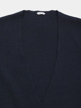 WOOL-POLY Middle-gauge AZE Deep-Vneck L/S Pullover(PU126-MPO05) / Navy